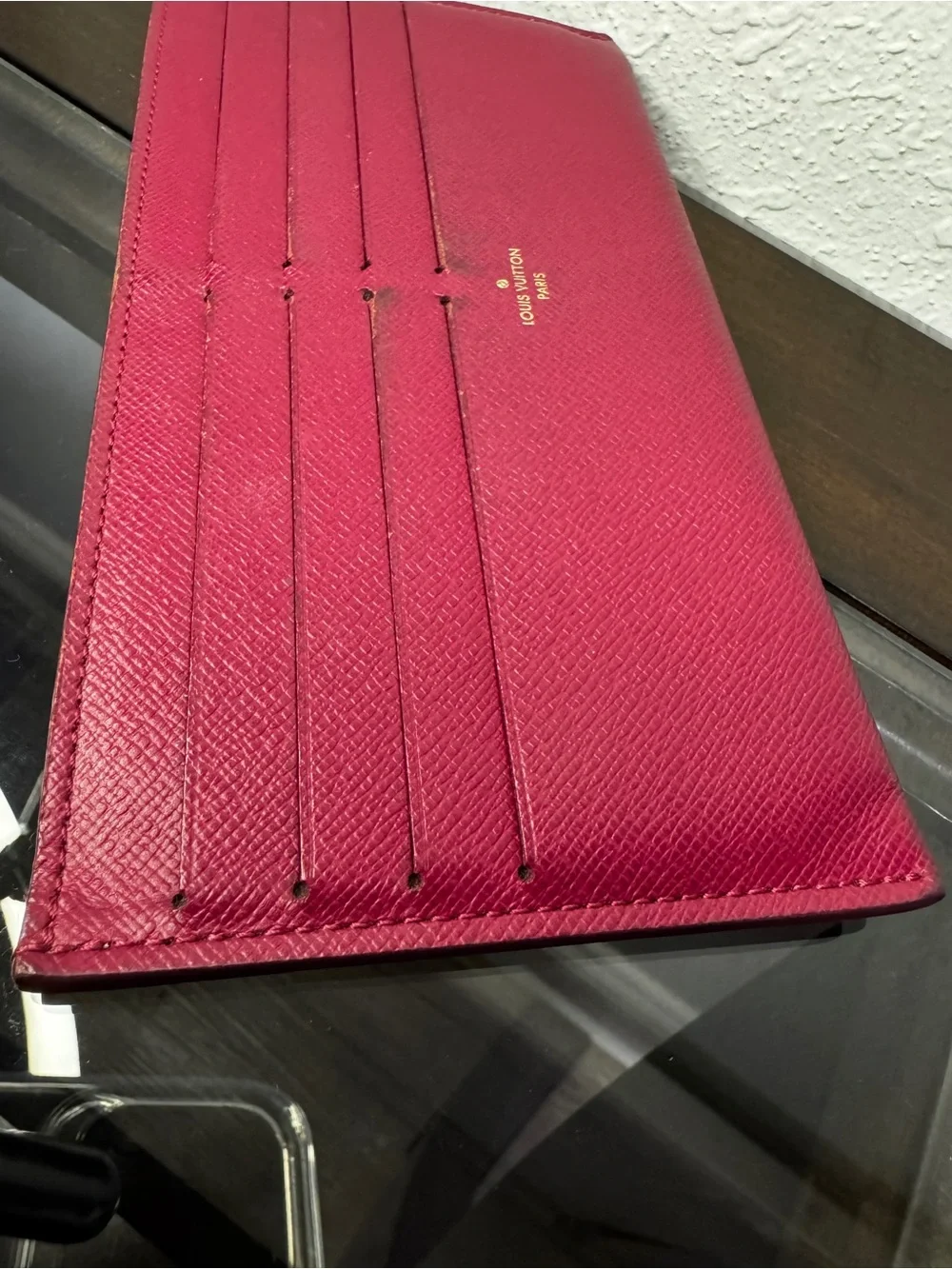 Louis Vuitton Fuchsia Leather Card Holder Wallet